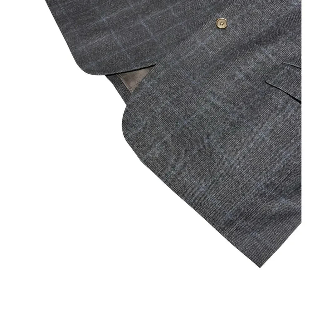 Brooks Brothers 346 44R Charcoal Slate Gray Blue Windowpan Check Overaly Blazer